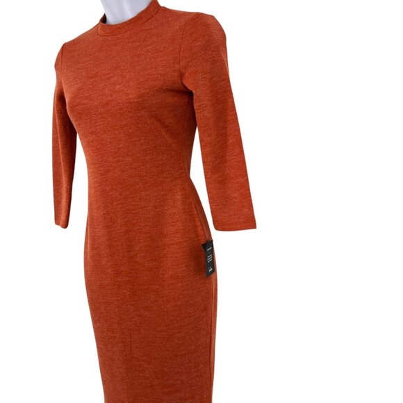 Lulus Conversation Starter Rust Orange Midi Knit Dress Size Small NWT - Picture 5 of 9